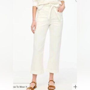 J. Crew Women's Petite Belted Paperbag Jean Soft White Pockets Crop Size P28 NWT
